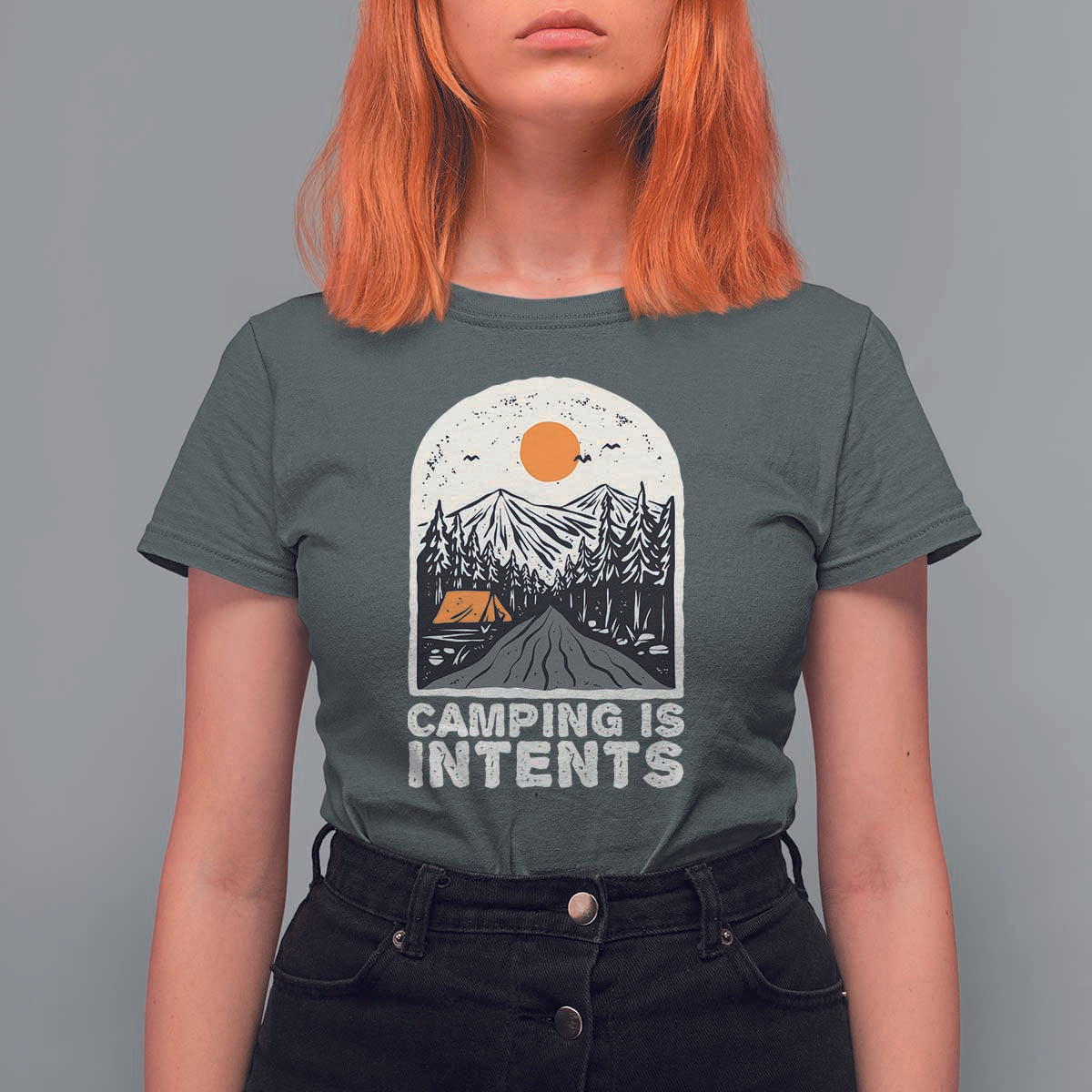 Funny Scout Camping T Shirt For Women Camping Is Intents Hiking Outdoors Adventure - Wonder Print Shop