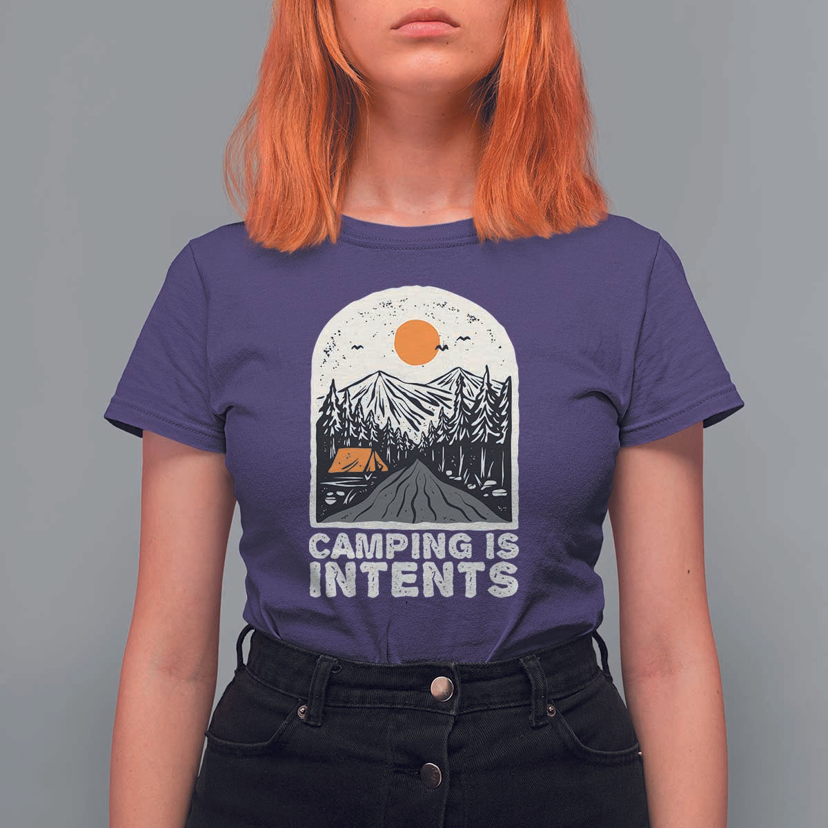 Funny Scout Camping T Shirt For Women Camping Is Intents Hiking Outdoors Adventure - Wonder Print Shop