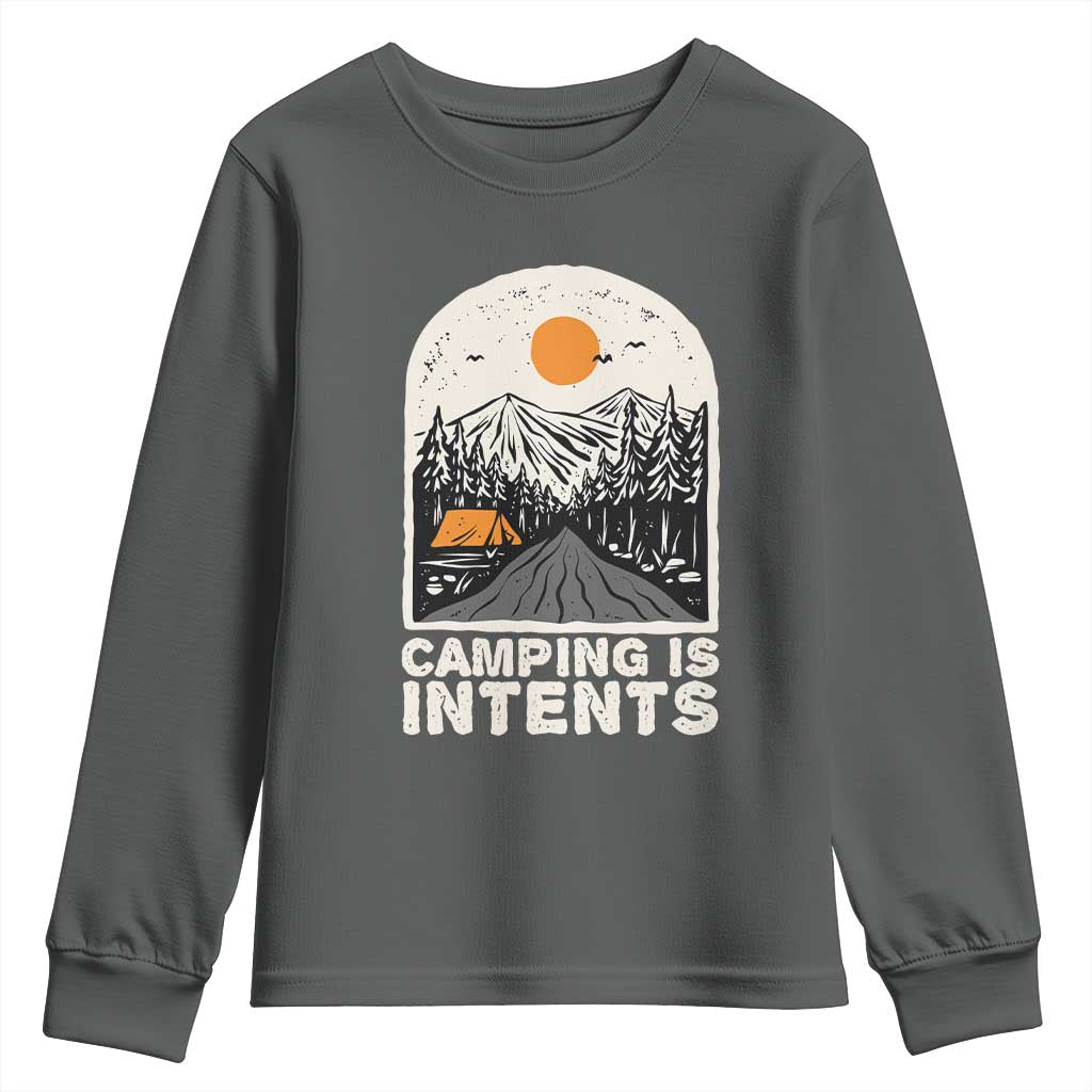 Funny Scout Camping Youth Sweatshirt Camping Is Intents Hiking Outdoors Adventure - Wonder Print Shop