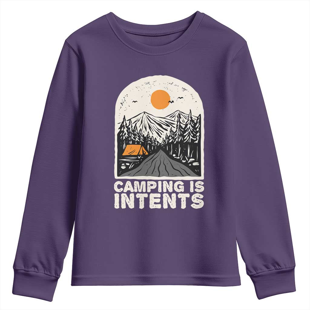 Funny Scout Camping Youth Sweatshirt Camping Is Intents Hiking Outdoors Adventure - Wonder Print Shop