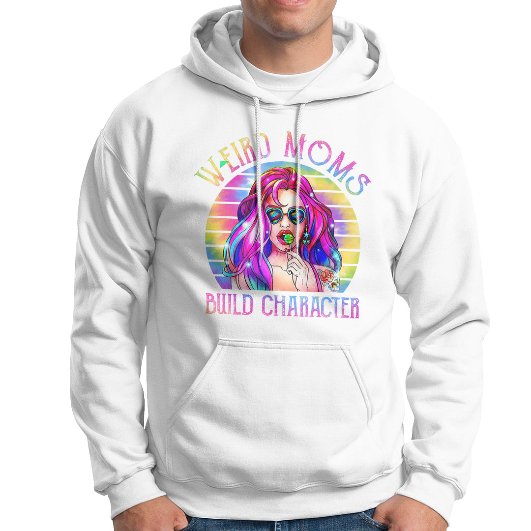 Funny Mom Life Mother's Day Retro Weird Moms Build Character Cool Tattoo Mom Tie Dye Hoodie - Wonder Print Shop
