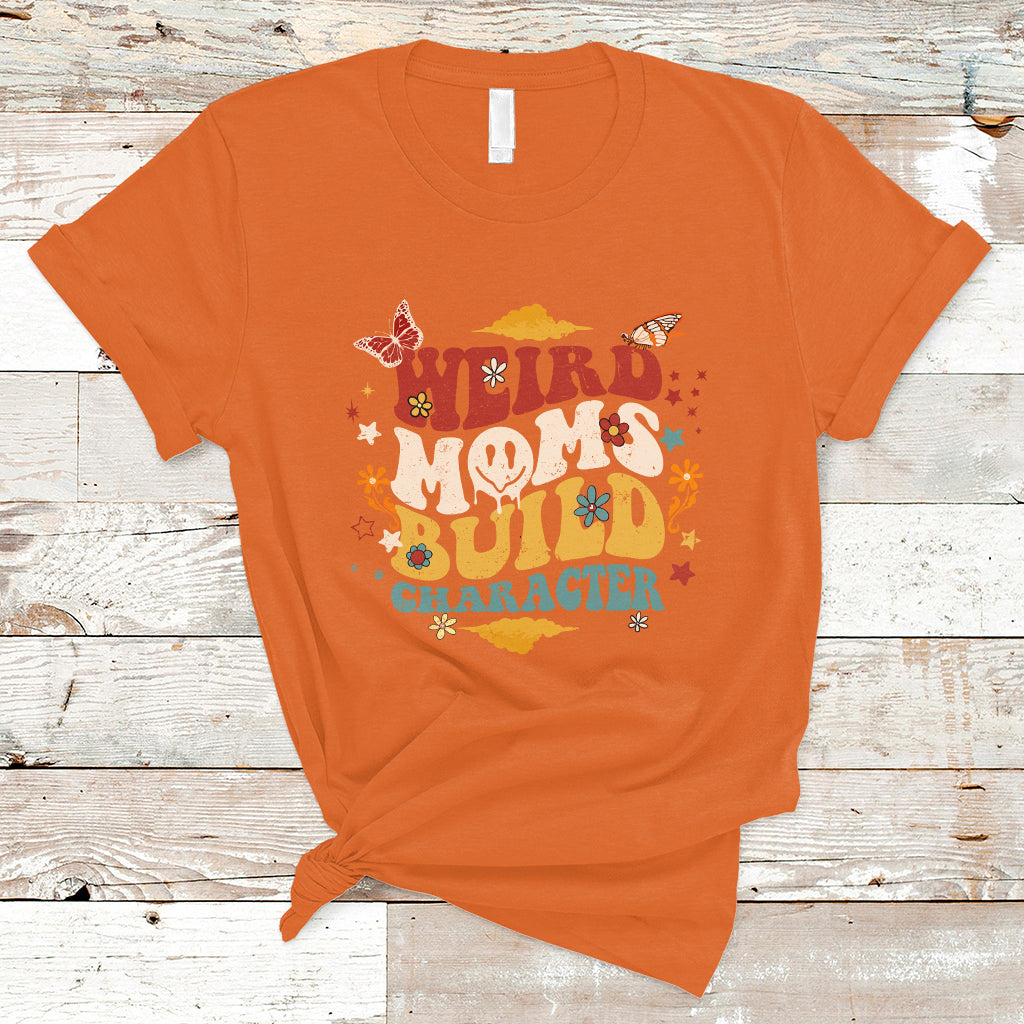 Funny Mom Life Mother's Day Retro Groovy Weird Moms Build Character Cool Tattoo Mom Tie Dye T Shirt - Wonder Print Shop