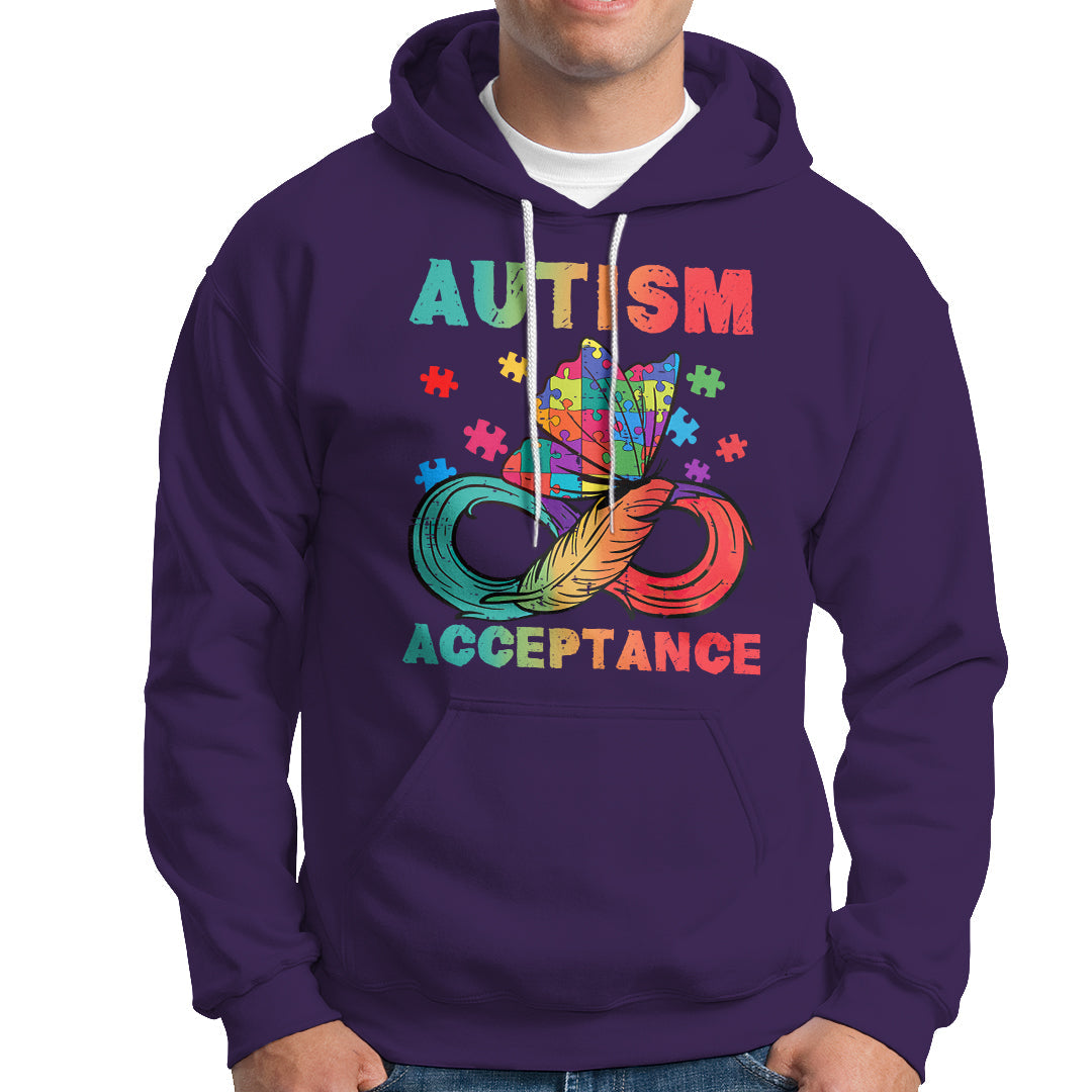 Autism Awareness Autism Acceptance Red Instead Infinity Rainbow Butterfly Autistic Support Neurodiversity Hoodie - Wonder Print Shop
