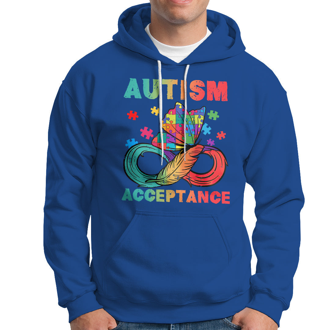 Autism Awareness Autism Acceptance Red Instead Infinity Rainbow Butterfly Autistic Support Neurodiversity Hoodie - Wonder Print Shop