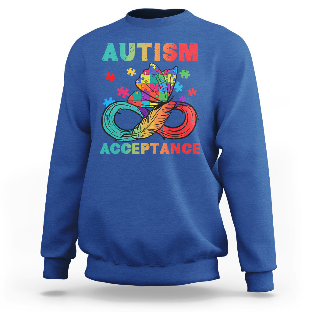 Autism Awareness Autism Acceptance Red Instead Infinity Rainbow Butterfly Autistic Support Neurodiversity Sweatshirt - Wonder Print Shop
