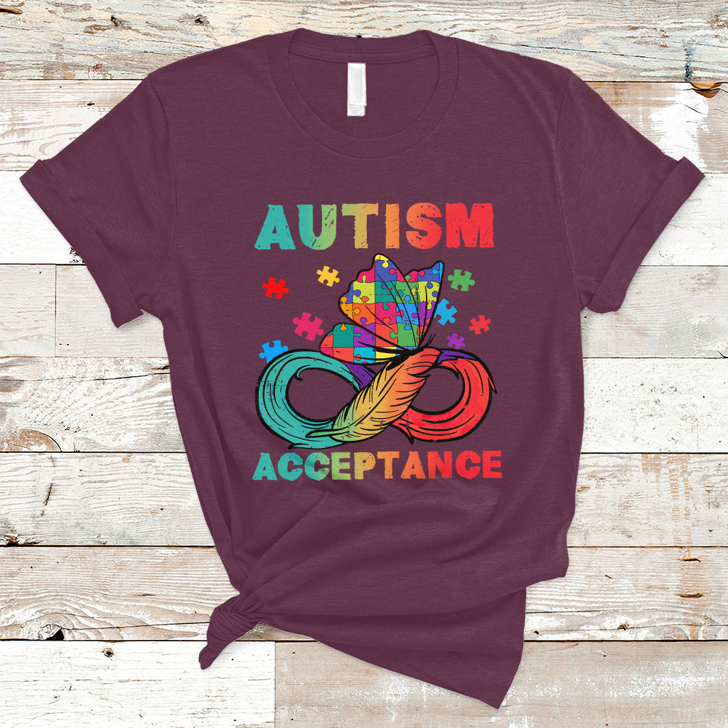 Autism Awareness Autism Acceptance Red Instead Infinity Rainbow Butterfly Autistic Support Neurodiversity T Shirt - Wonder Print Shop