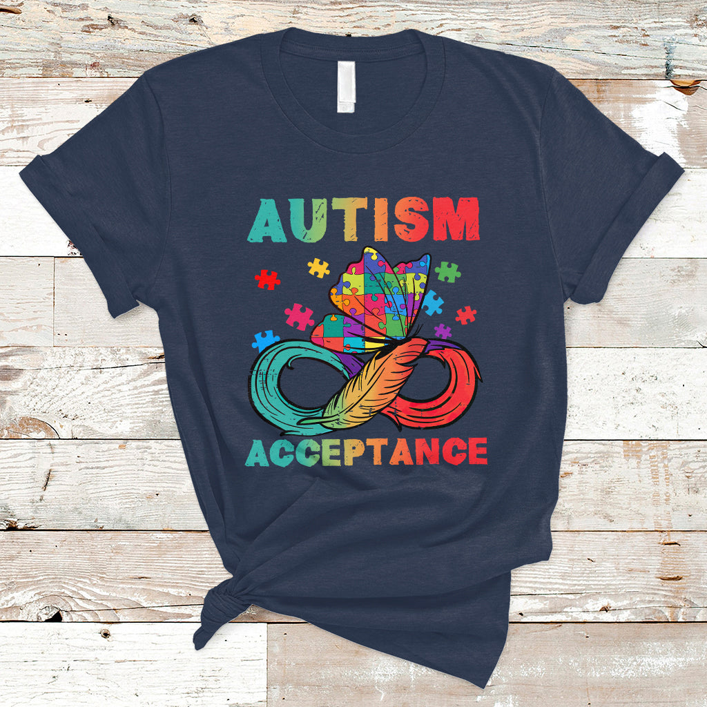 Autism Awareness Autism Acceptance Red Instead Infinity Rainbow Butterfly Autistic Support Neurodiversity T Shirt - Wonder Print Shop