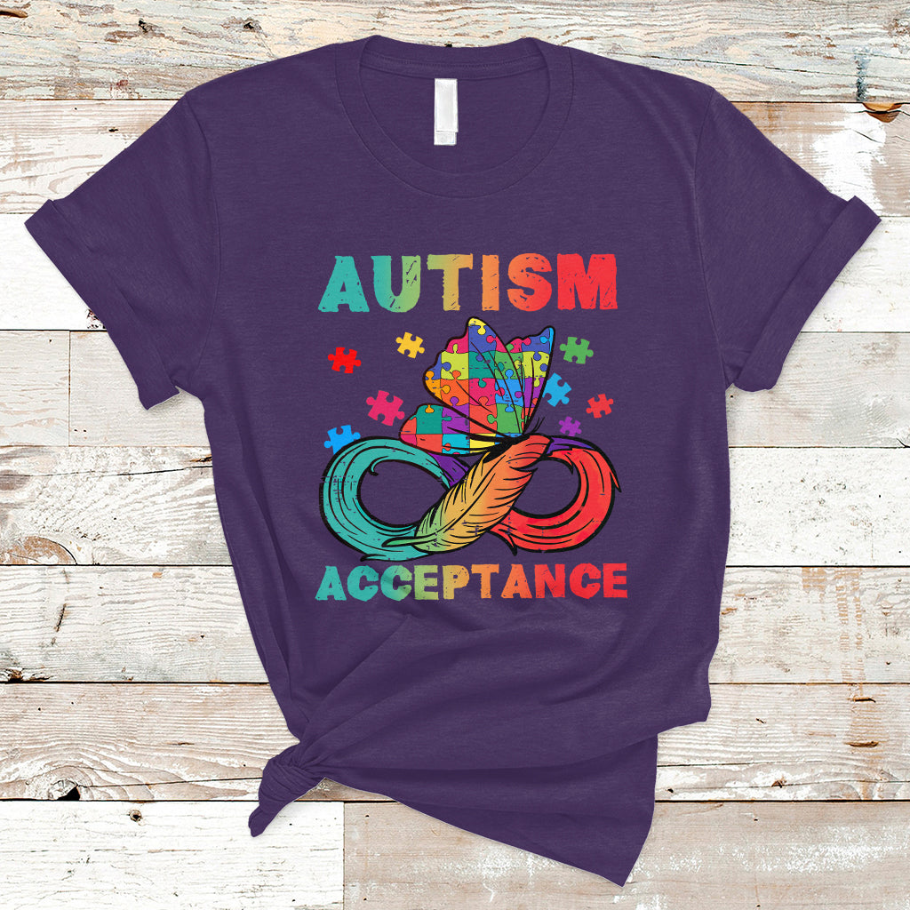 Autism Awareness Autism Acceptance Red Instead Infinity Rainbow Butterfly Autistic Support Neurodiversity T Shirt - Wonder Print Shop