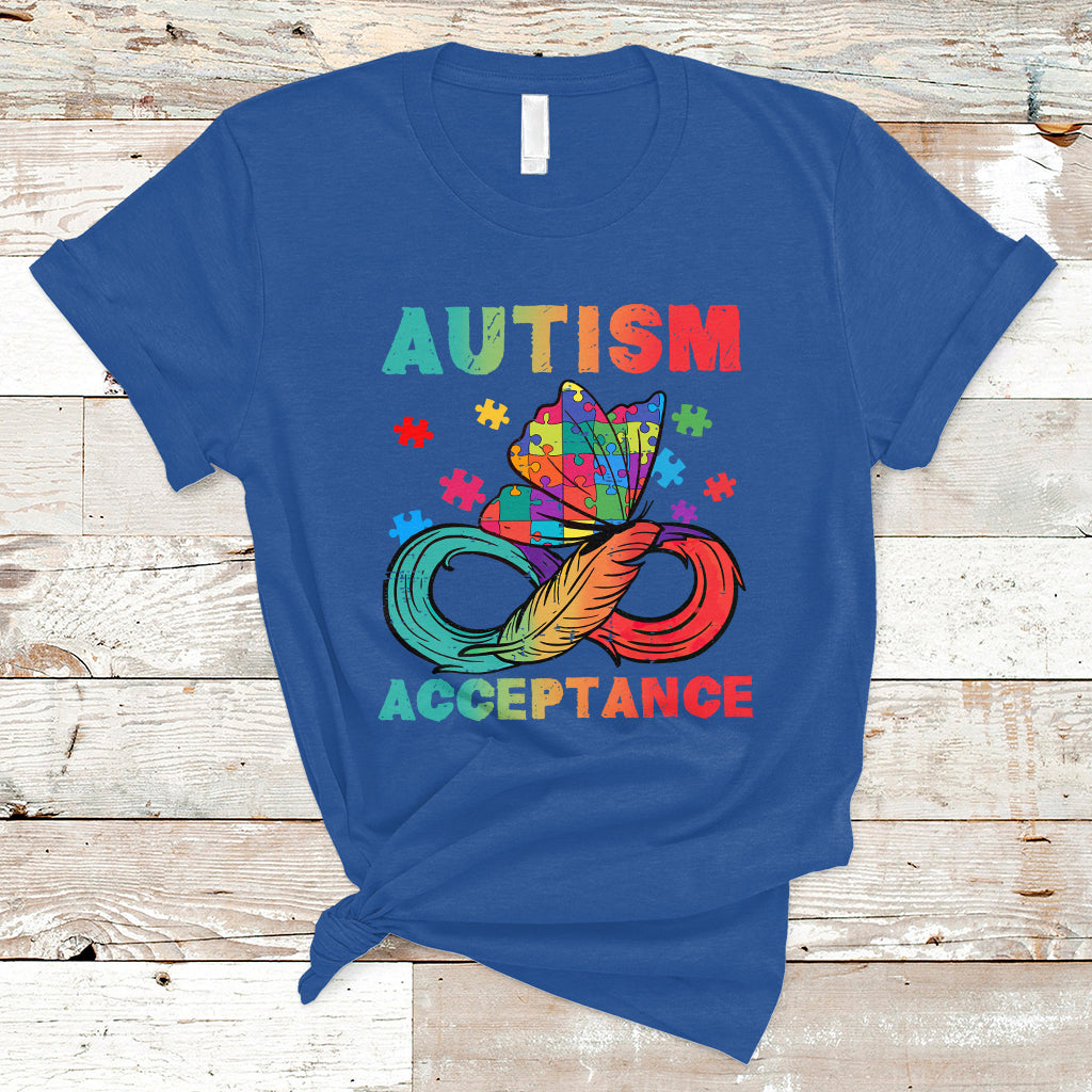 Autism Awareness Autism Acceptance Red Instead Infinity Rainbow Butterfly Autistic Support Neurodiversity T Shirt - Wonder Print Shop
