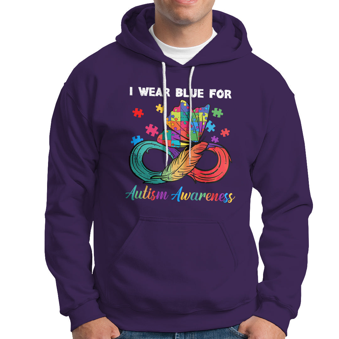 Autism Support I Wear Blue For Autism Awareness Autism Acceptance Autistic Support Neurodiversity Hoodie - Wonder Print Shop