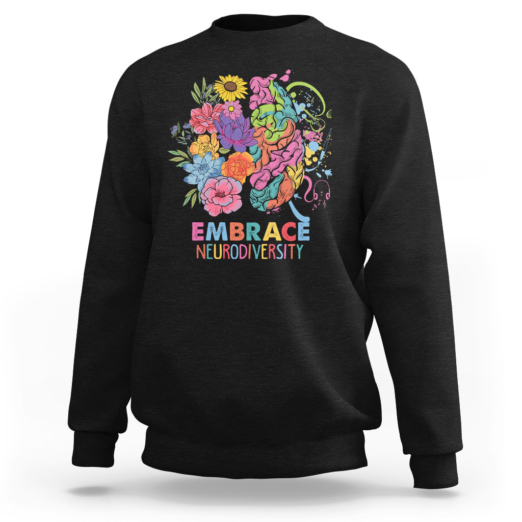 Autism Awareness Autism Acceptance Embrace Neurodiversity ADHD Awareness Autism ASD Neurodivergent Sweatshirt - Wonder Print Shop