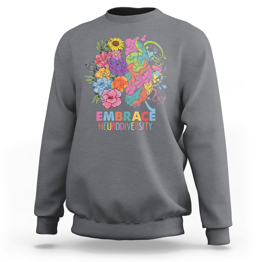 Autism Awareness Autism Acceptance Embrace Neurodiversity ADHD Awareness Autism ASD Neurodivergent Sweatshirt - Wonder Print Shop