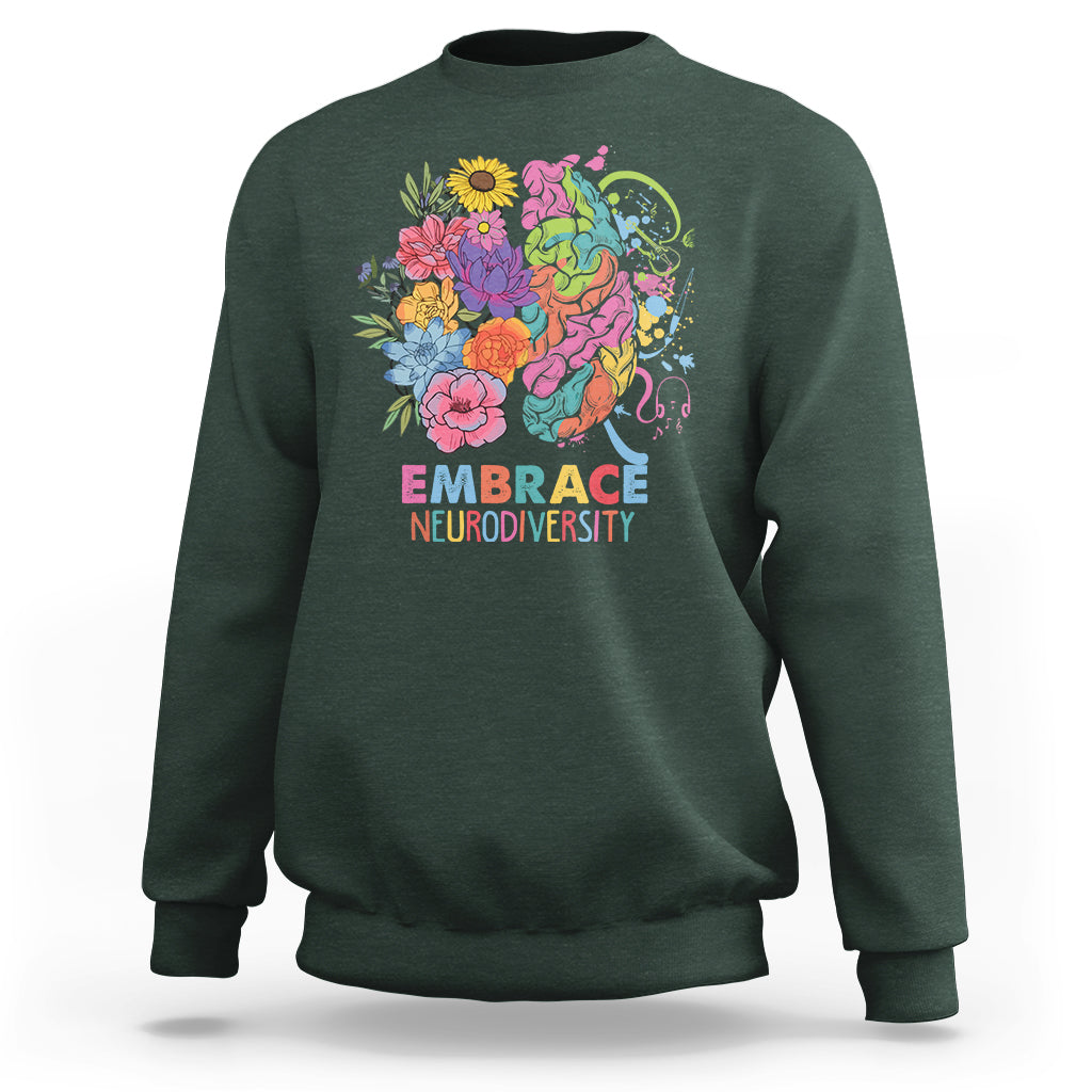 Autism Awareness Autism Acceptance Embrace Neurodiversity ADHD Awareness Autism ASD Neurodivergent Sweatshirt - Wonder Print Shop