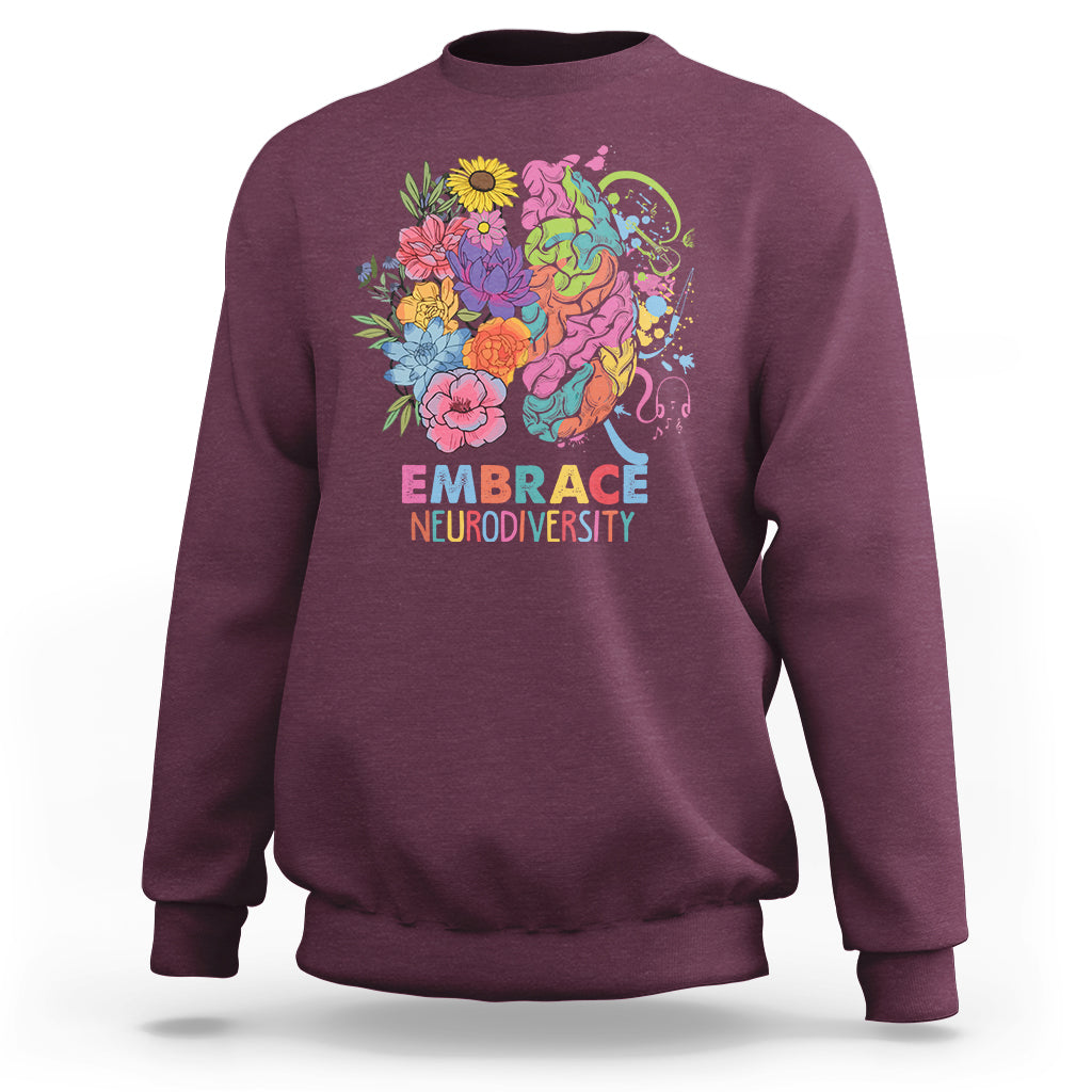 Autism Awareness Autism Acceptance Embrace Neurodiversity ADHD Awareness Autism ASD Neurodivergent Sweatshirt - Wonder Print Shop