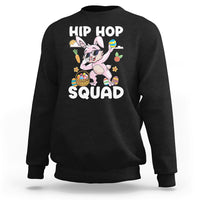 Kids black hoodie with dabbing bunny graphic and “HIP HOP SQUAD” text