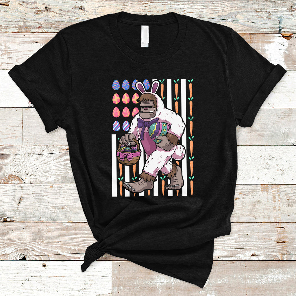 Funny Bigfoot Lover Apparel Bigfoot In Bunny Costume Egg Hunting Halloween Costume For Kids Boys Girls T Shirt - Wonder Print Shop
