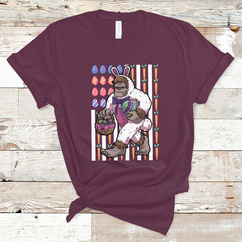 Funny Bigfoot Lover Apparel Bigfoot In Bunny Costume Egg Hunting Halloween Costume For Kids Boys Girls T Shirt - Wonder Print Shop