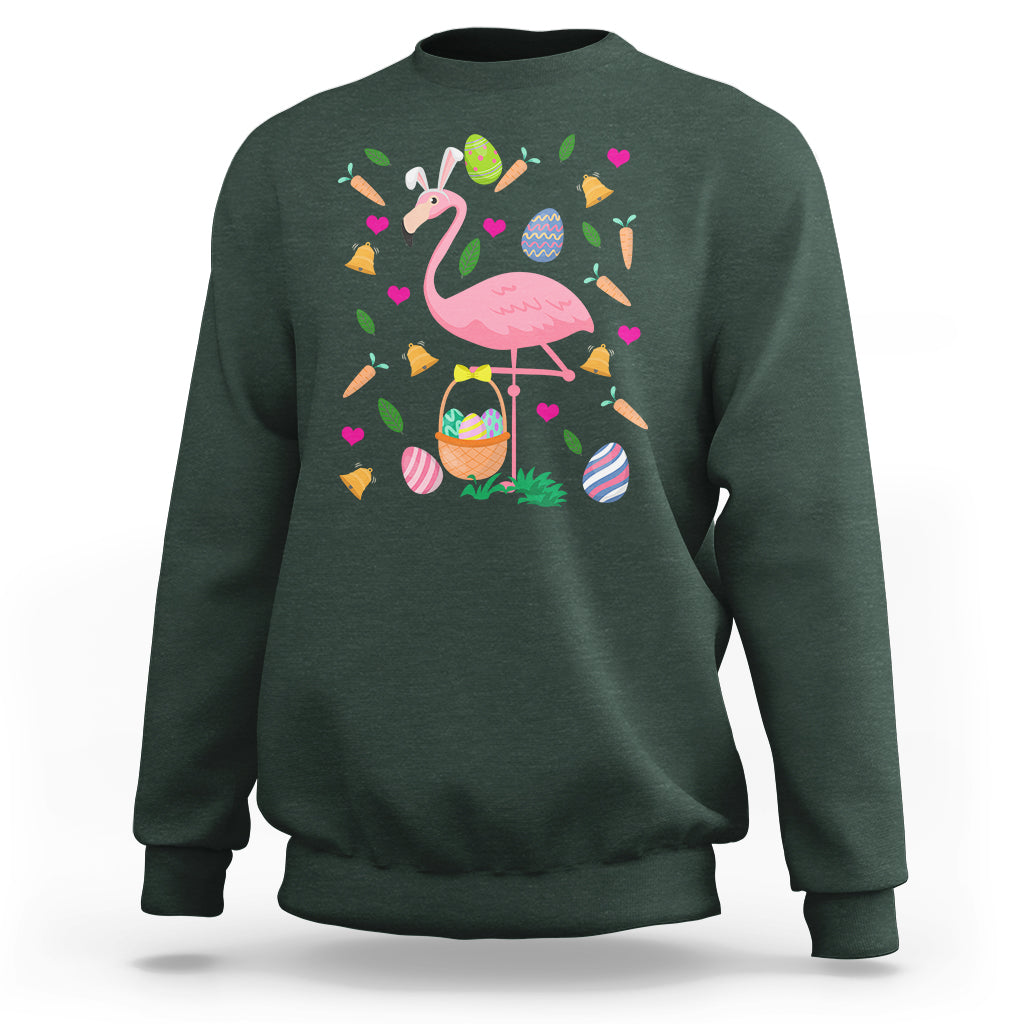 Cute Flamingo Custome Pink Flamingo Lover Bunny Egg Hunter Halloween Costume For Kids Boys Girls Sweatshirt - Wonder Print Shop