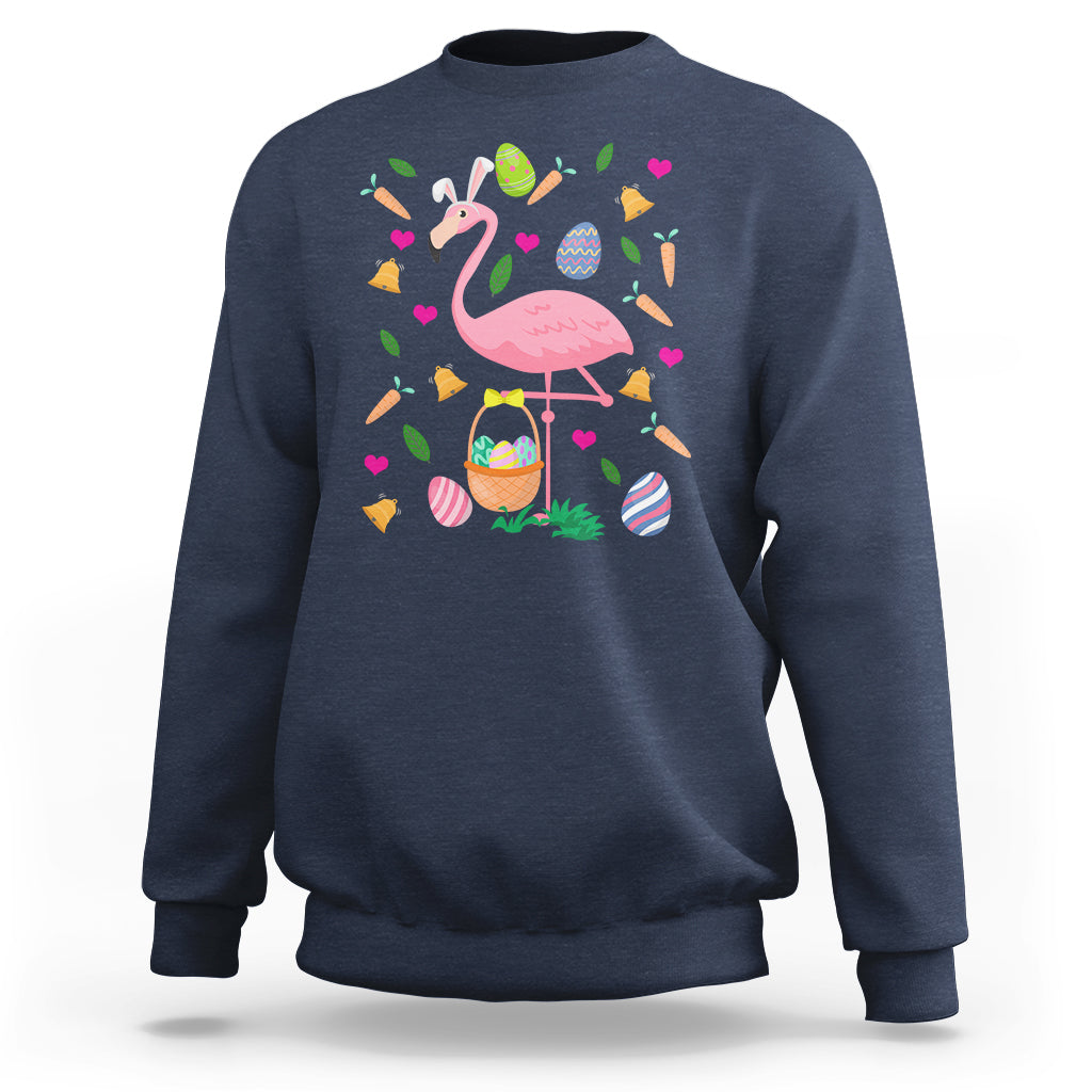 Cute Flamingo Custome Pink Flamingo Lover Bunny Egg Hunter Halloween Costume For Kids Boys Girls Sweatshirt - Wonder Print Shop