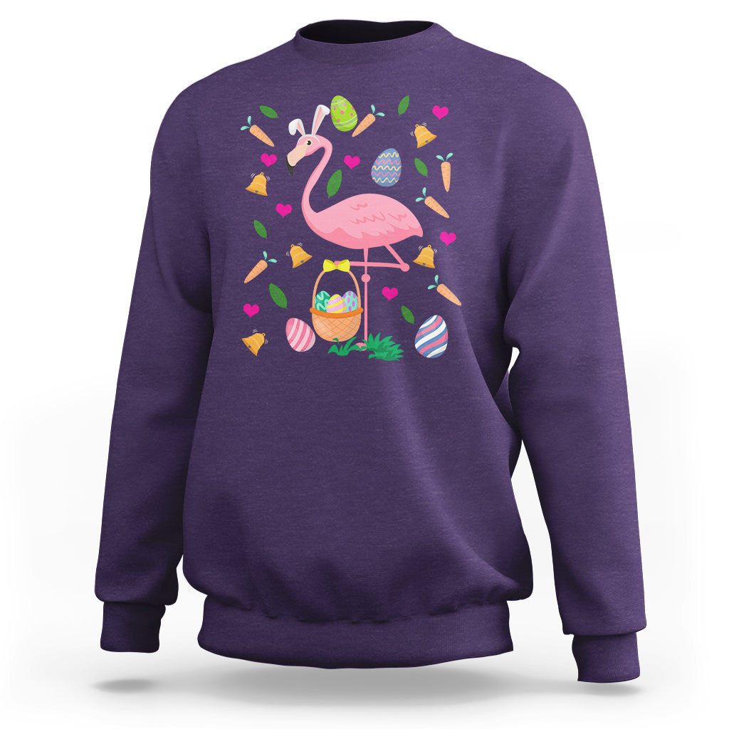 Cute Flamingo Custome Pink Flamingo Lover Bunny Egg Hunter Halloween Costume For Kids Boys Girls Sweatshirt - Wonder Print Shop