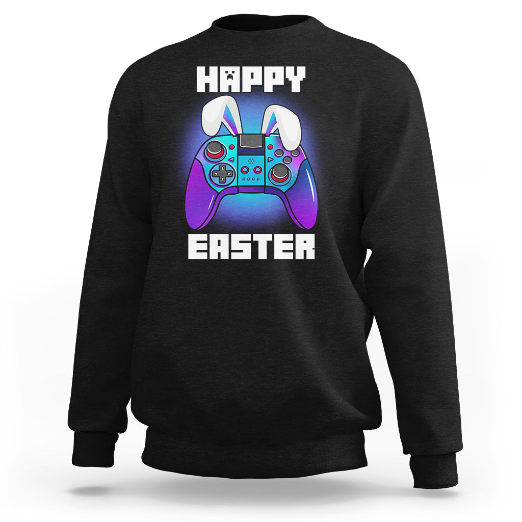 Funny Gaming Gamer E Is For Enjoying Games Video Games Lover Bunny Console Boys Girls Sweatshirt - Wonder Print Shop