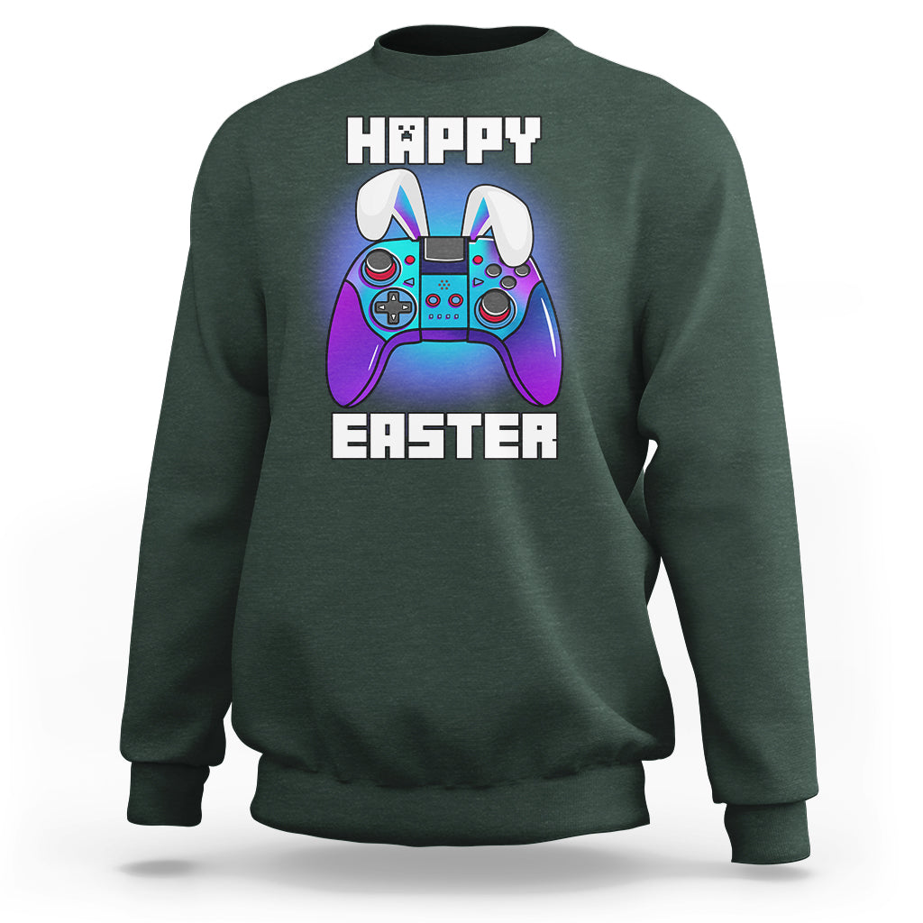 Funny Gaming Gamer E Is For Enjoying Games Video Games Lover Bunny Console Boys Girls Sweatshirt - Wonder Print Shop