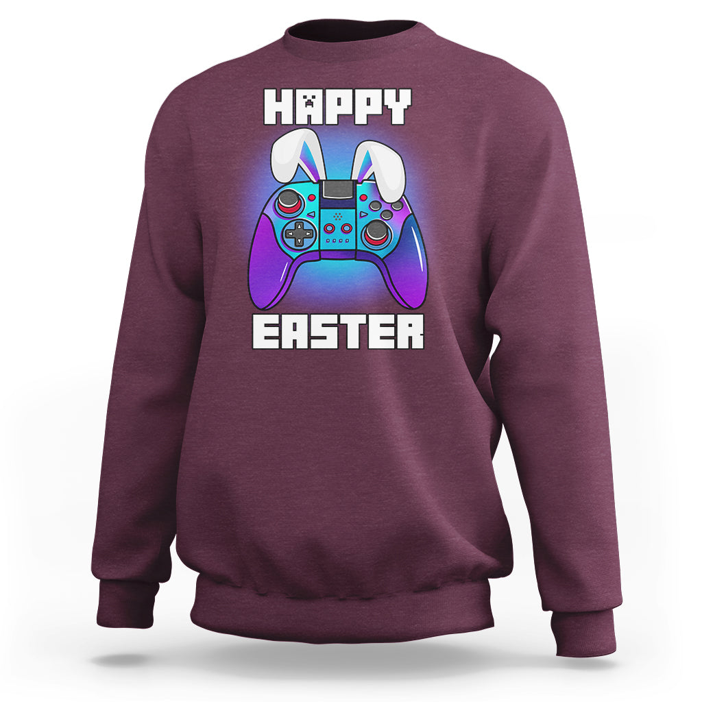 Funny Gaming Gamer E Is For Enjoying Games Video Games Lover Bunny Console Boys Girls Sweatshirt - Wonder Print Shop