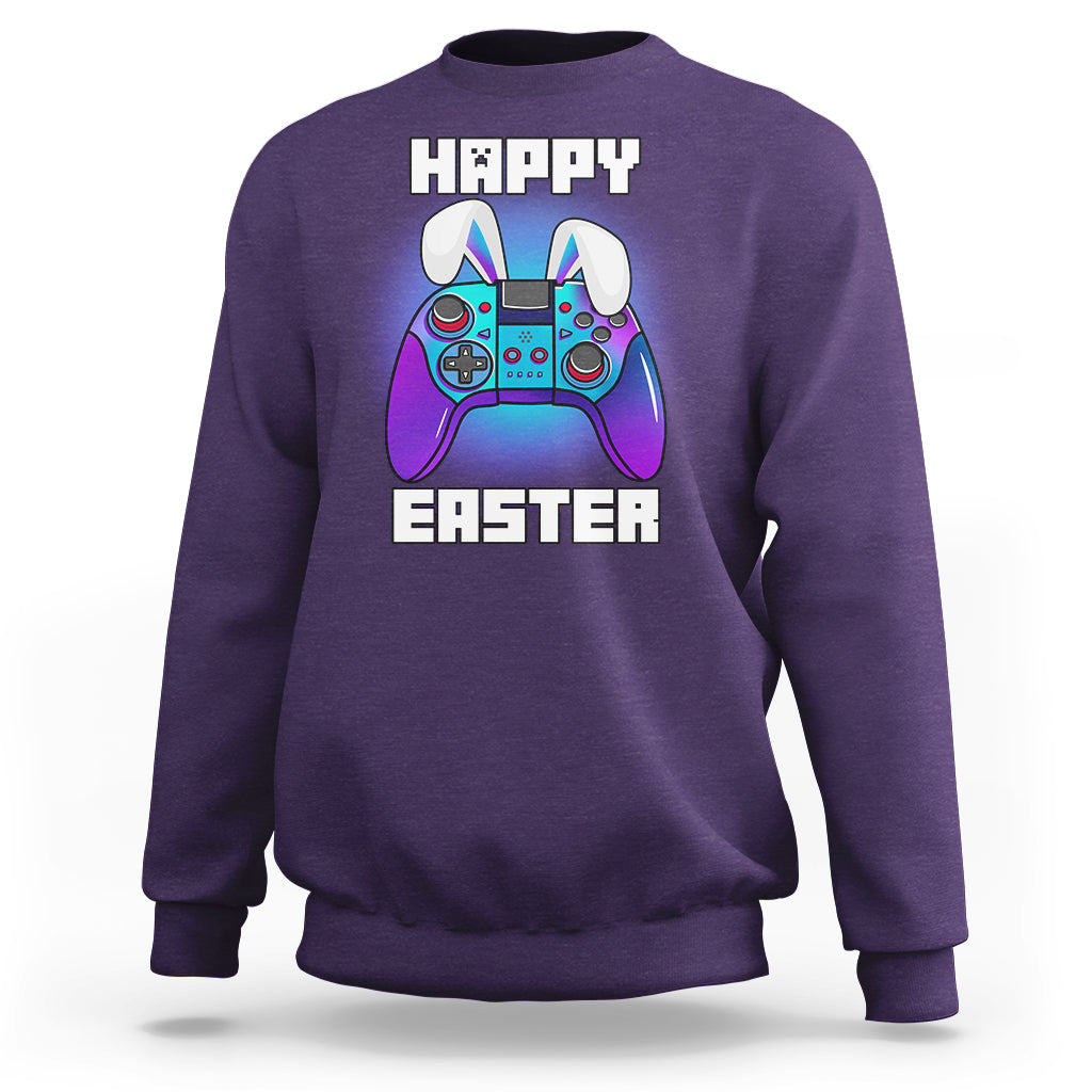 Funny Gaming Gamer E Is For Enjoying Games Video Games Lover Bunny Console Boys Girls Sweatshirt - Wonder Print Shop