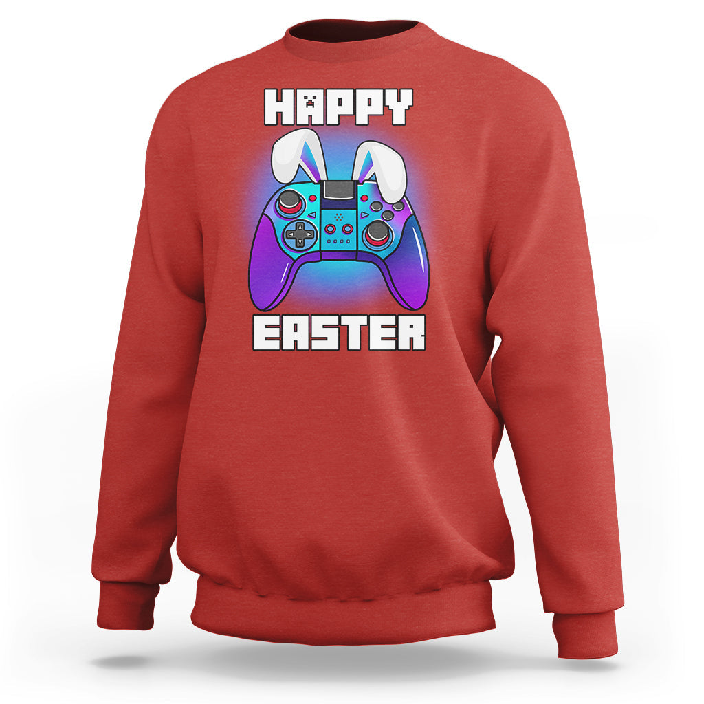 Funny Gaming Gamer E Is For Enjoying Games Video Games Lover Bunny Console Boys Girls Sweatshirt - Wonder Print Shop