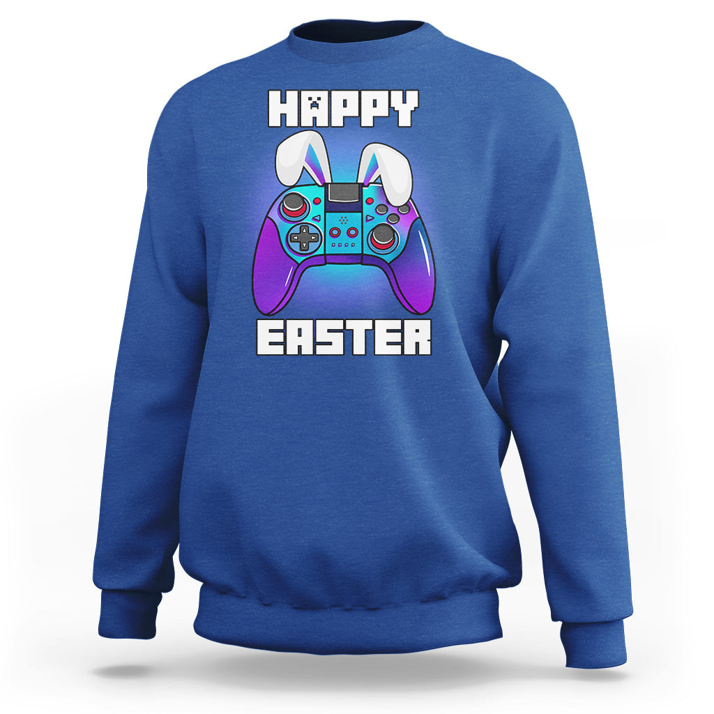 Funny Gaming Gamer E Is For Enjoying Games Video Games Lover Bunny Console Boys Girls Sweatshirt - Wonder Print Shop