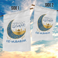 Eid Mubarak Crescent Moon Mosque Garden Flag Arabic Calligraphy Islamic Celebration Gift