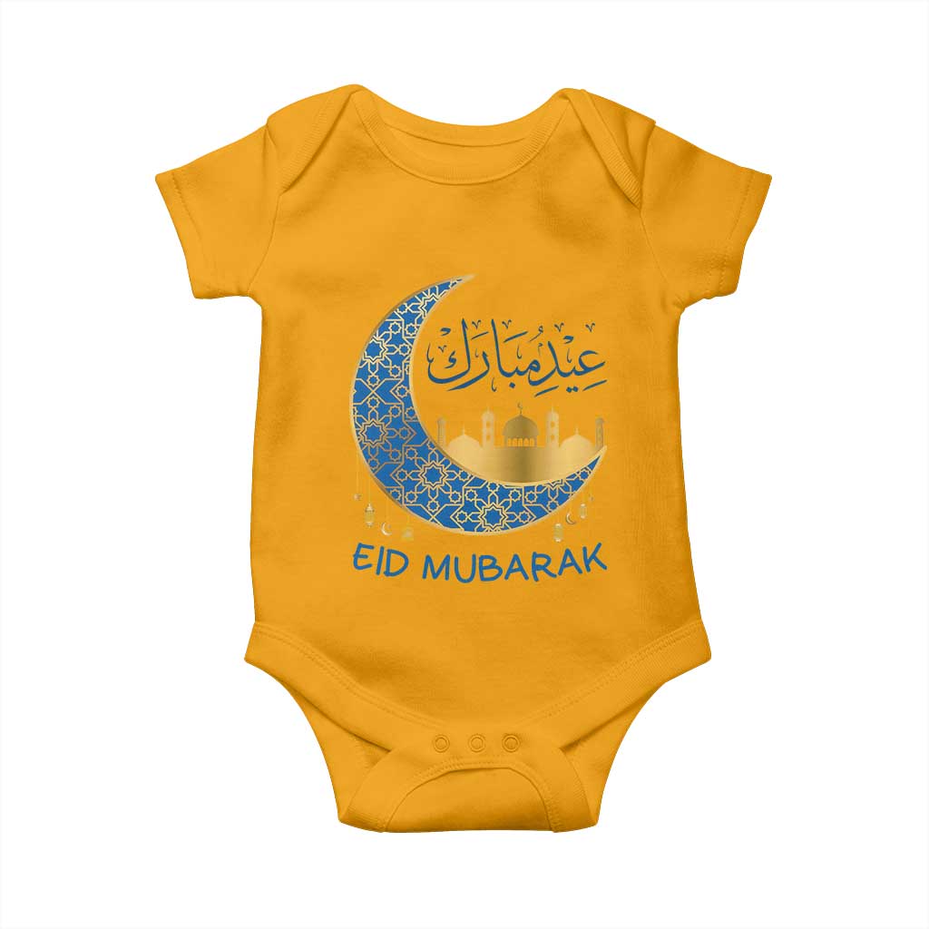 Eid Mubarak Crescent Moon Mosque Baby Onesie Arabic Calligraphy Islamic Celebration Gift