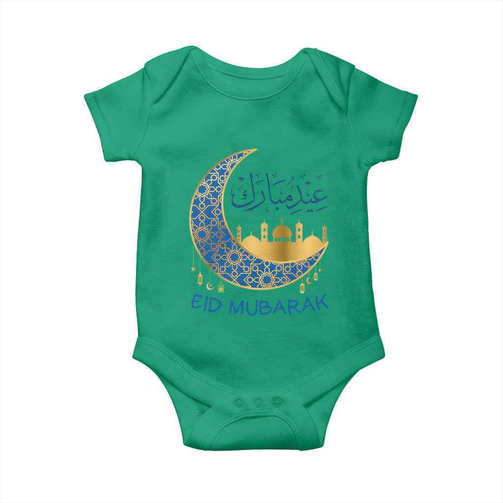 Eid Mubarak Crescent Moon Mosque Baby Onesie Arabic Calligraphy Islamic Celebration Gift