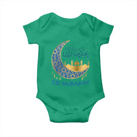 Eid Mubarak Crescent Moon Mosque Baby Onesie Arabic Calligraphy Islamic Celebration Gift