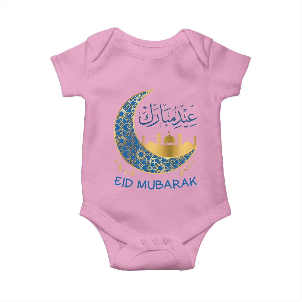 Eid Mubarak Crescent Moon Mosque Baby Onesie Arabic Calligraphy Islamic Celebration Gift