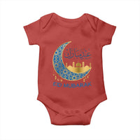 Eid Mubarak Crescent Moon Mosque Baby Onesie Arabic Calligraphy Islamic Celebration Gift