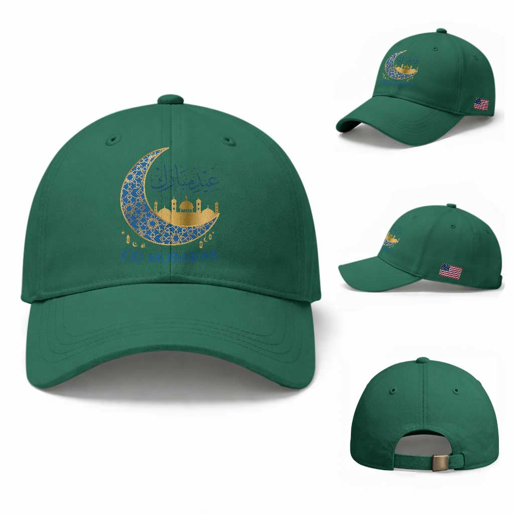 Eid Mubarak Crescent Moon Mosque Baseball Cap Arabic Calligraphy Islamic Celebration Gift