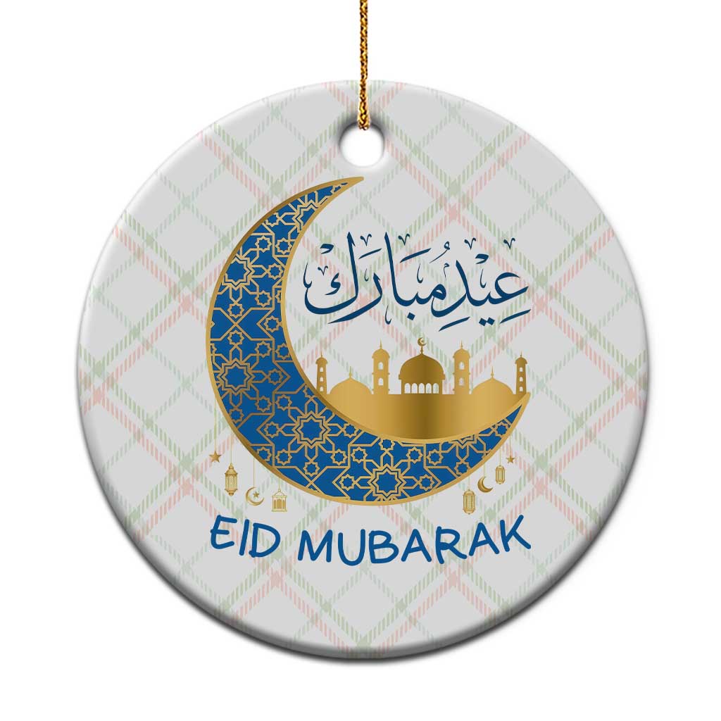 Eid Mubarak Crescent Moon Mosque Ceramic Ornament Arabic Calligraphy Islamic Celebration Gift