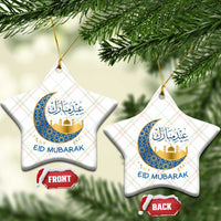 Eid Mubarak Crescent Moon Mosque Ceramic Ornament Arabic Calligraphy Islamic Celebration Gift