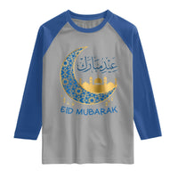 Eid Mubarak Crescent Moon Mosque Raglan Shirt Arabic Calligraphy Islamic Celebration Gift