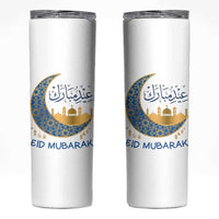 Eid Mubarak Crescent Moon Mosque Skinny Tumbler Arabic Calligraphy Islamic Celebration Gift