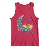 Eid Mubarak Crescent Moon Mosque Tank Top Arabic Calligraphy Islamic Celebration Gift