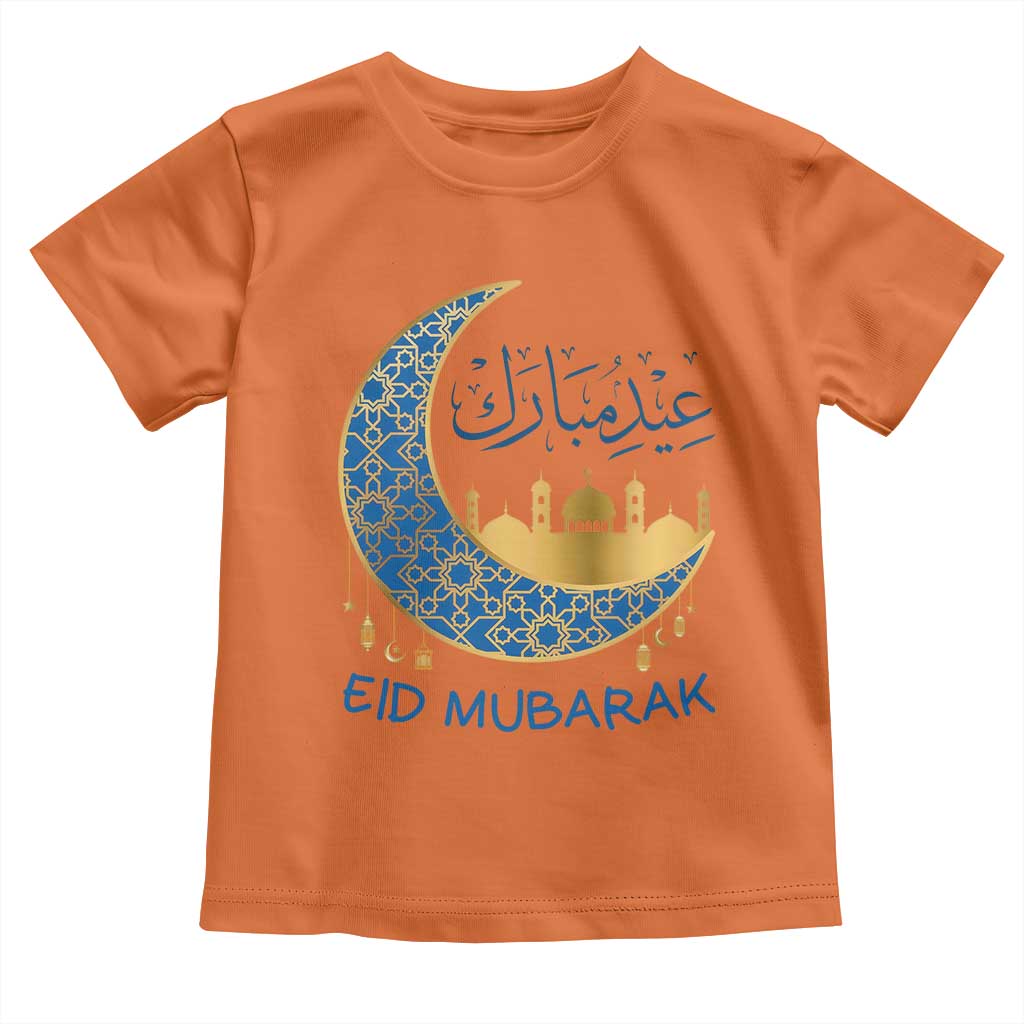 Eid Mubarak Crescent Moon Mosque Toddler T Shirt Arabic Calligraphy Islamic Celebration Gift