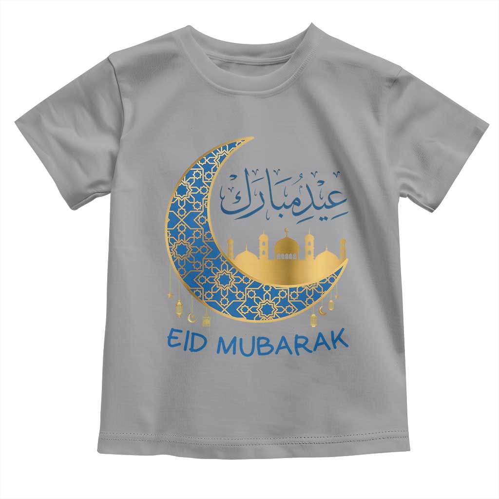 Eid Mubarak Crescent Moon Mosque Toddler T Shirt Arabic Calligraphy Islamic Celebration Gift