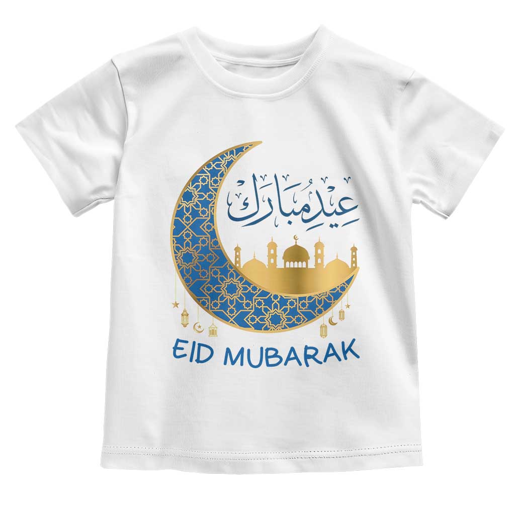 Eid Mubarak Crescent Moon Mosque Toddler T Shirt Arabic Calligraphy Islamic Celebration Gift