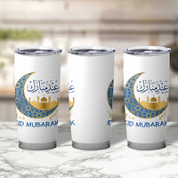 Eid Mubarak Crescent Moon Mosque Tumbler Cup Arabic Calligraphy Islamic Celebration Gift
