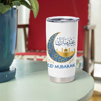 Eid Mubarak Crescent Moon Mosque Tumbler Cup Arabic Calligraphy Islamic Celebration Gift
