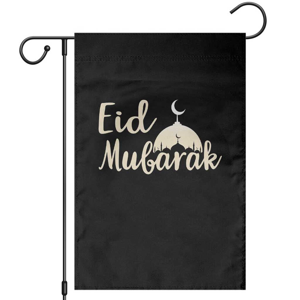 Eid Mubarak Mosque Silhouette Garden Flag Islamic Holiday Celebration