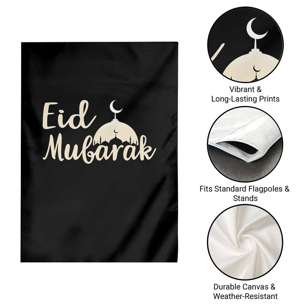 Eid Mubarak Mosque Silhouette Garden Flag Islamic Holiday Celebration