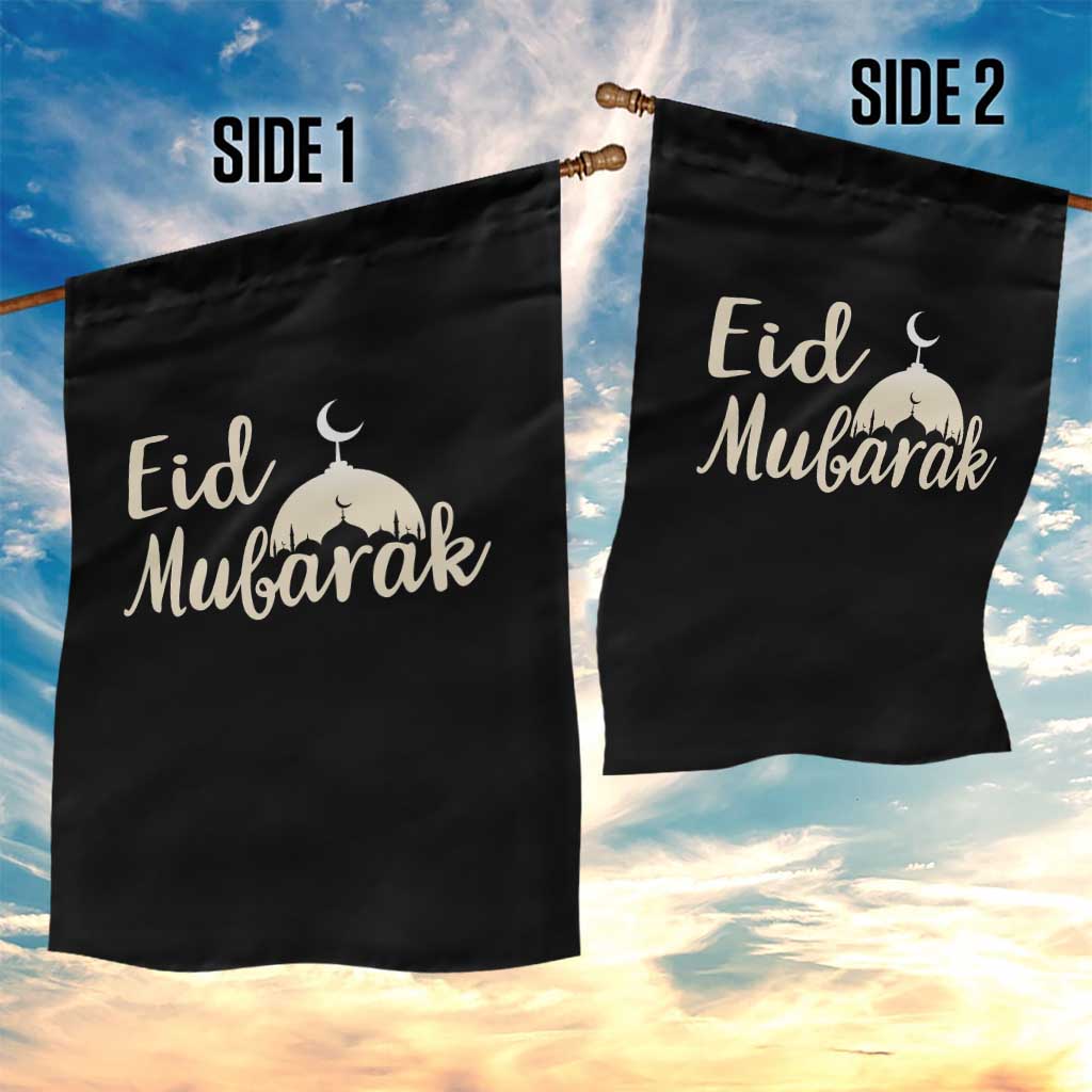 Eid Mubarak Mosque Silhouette Garden Flag Islamic Holiday Celebration